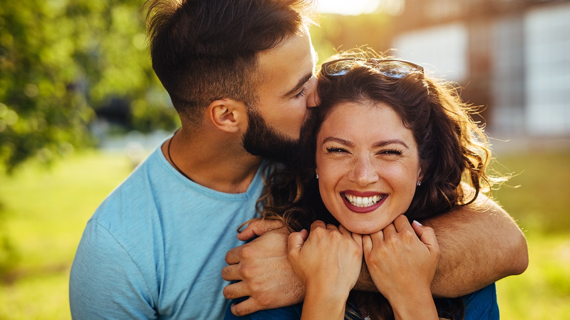 Smiling Couple Together Outdoors